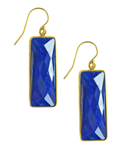 Rectangular Faceted Aqua Blue Chalcedony