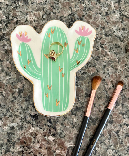 Cactus Trinket Dish Ceramic 