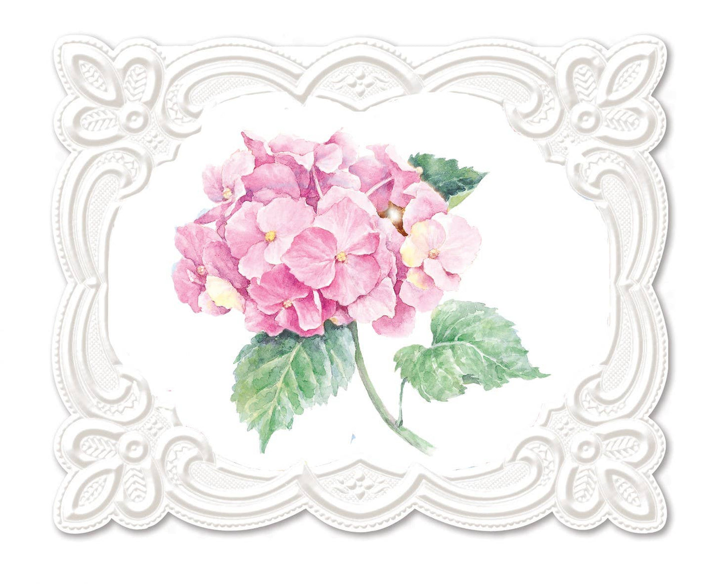 Pink Hydrangea Embossed Notecard Set