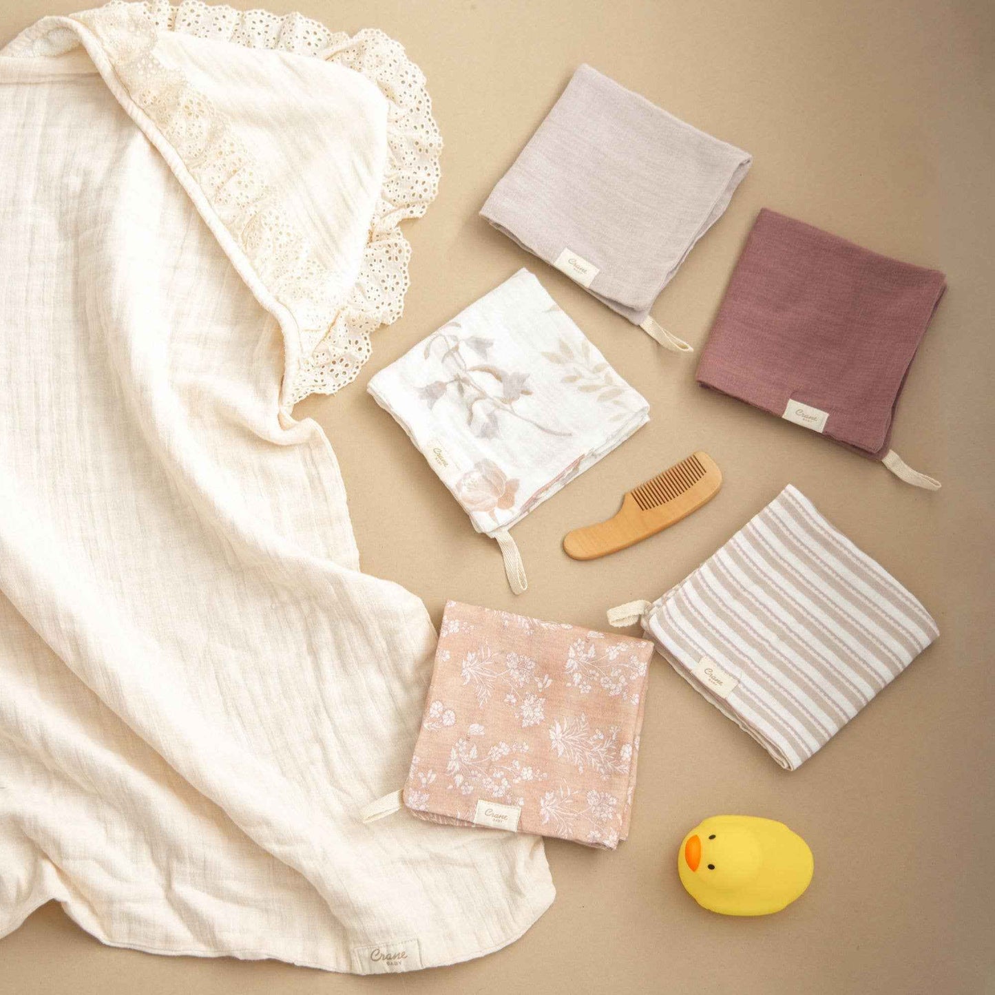 Crane Baby - Violet 5-Piece Cotton Baby Washcloth Set