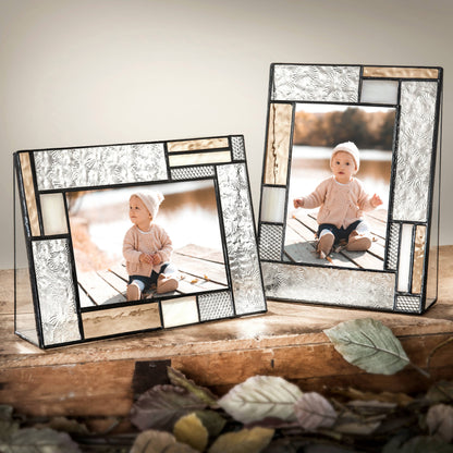 Peach & Ivory Stained Glass Picture Photo Frame