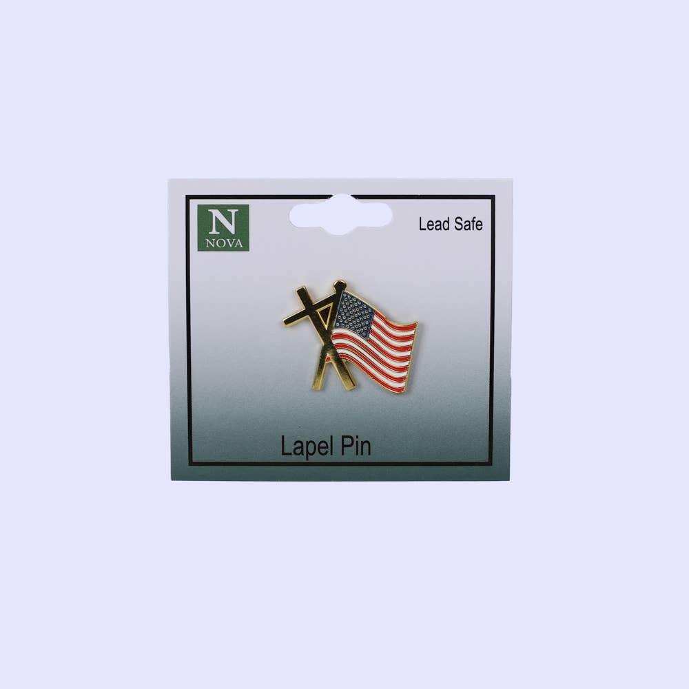 Swanson Christian Products - Lapel Pin Cross and Flag PK3