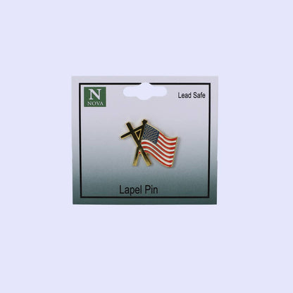 Swanson Christian Products - Lapel Pin Cross and Flag PK3