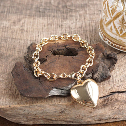 Chunky Chain Bracelet with Puffy Heart Charm