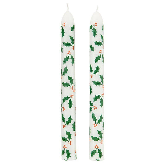 Taper Candle Holly Set 2