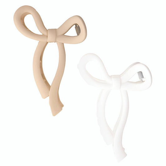 Claw Clips Set of 2 - Flax Bow/White Bow