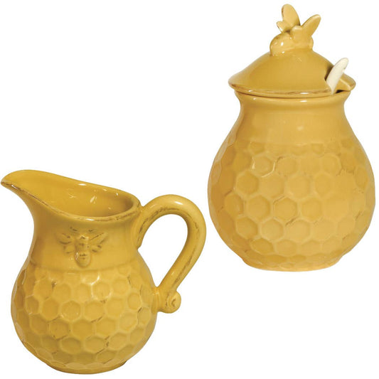 Honeycomb Ceramic Cream & Sugar Set (2 pc)