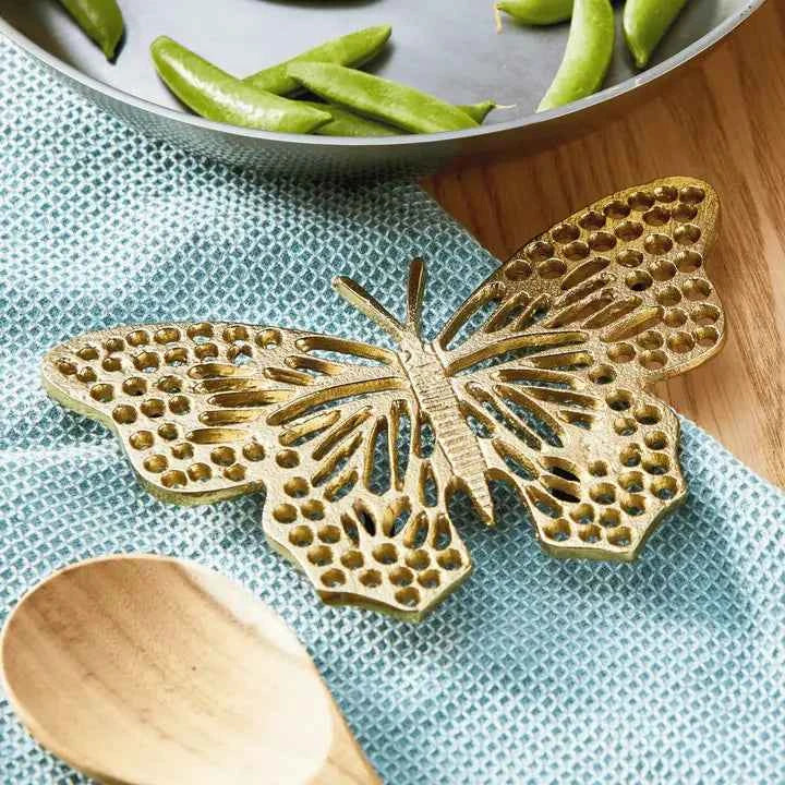 Butterfly Trivet Gold Cast Aluminum Everyday