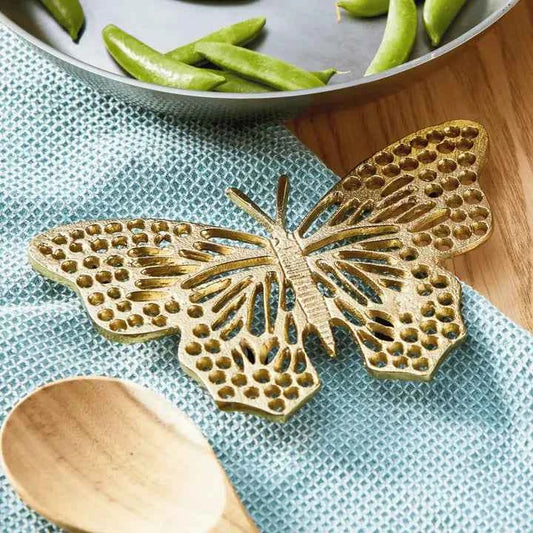 Butterfly Trivet Gold Cast Aluminum Everyday