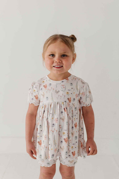 Babysprouts Girl's Babydoll Set: Floral Chickens / 0-3M