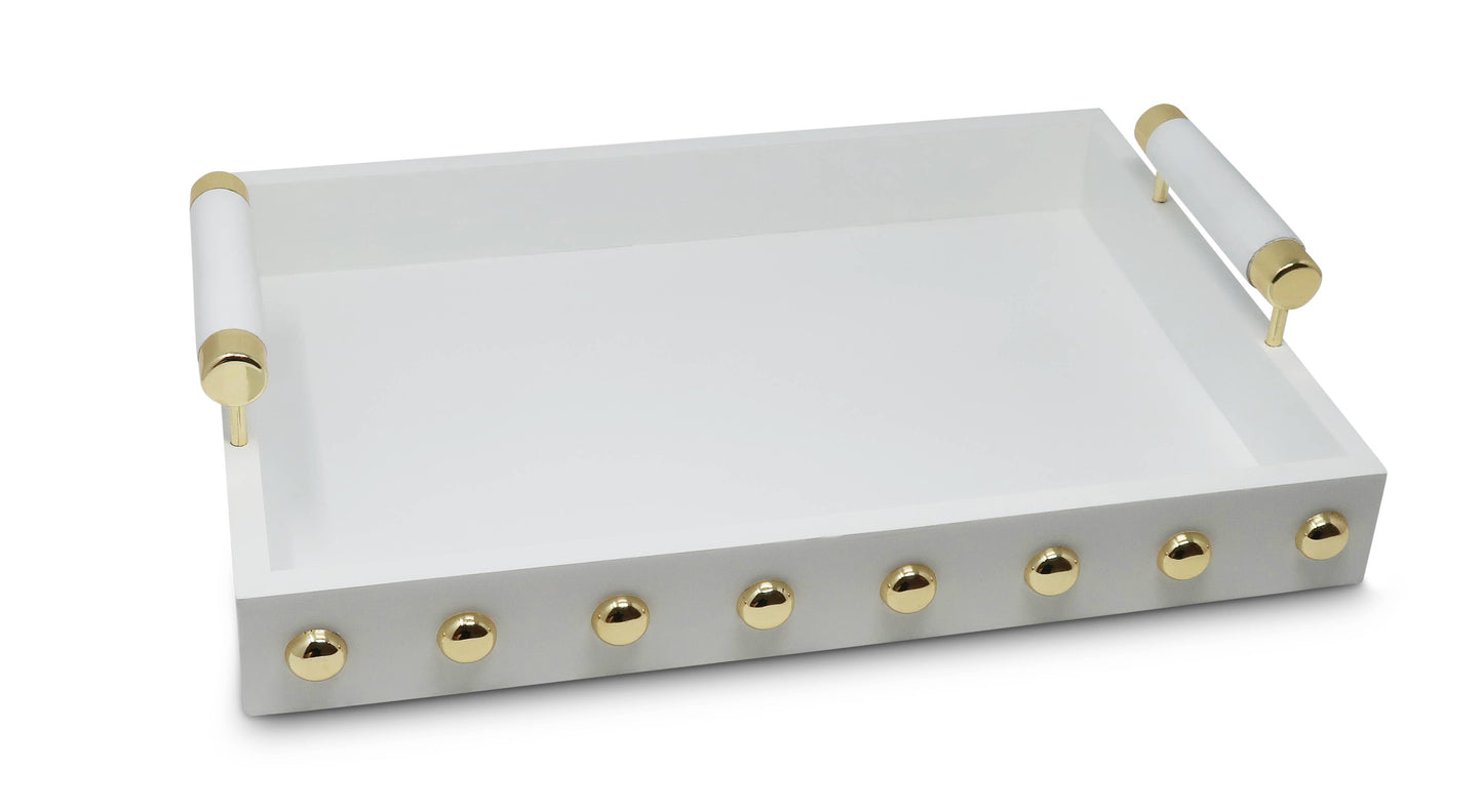 Decorative Tray with Gold Ball Deign and Handle