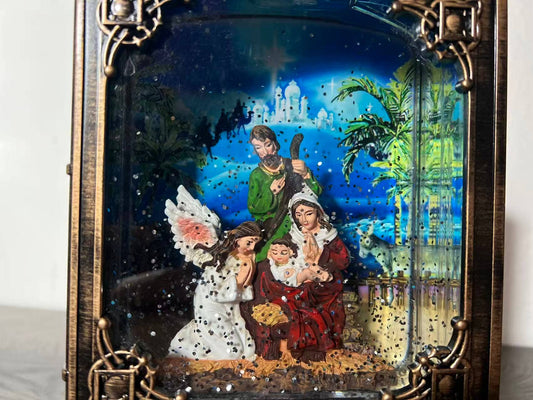 11.6” B/O Lighted Book Glitter Globe - Nativity Home Decor