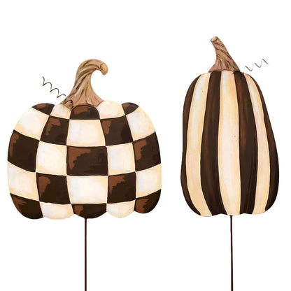 Chocolate and Cream Metal Pumpkin Stake