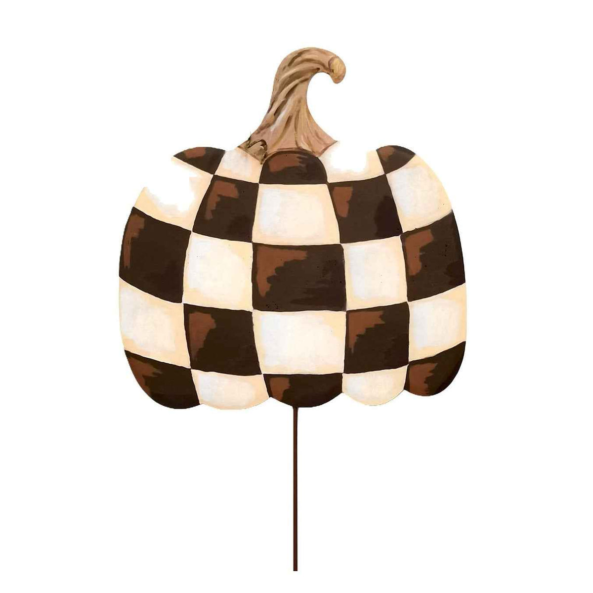 Chocolate and Cream Metal Pumpkin Stake