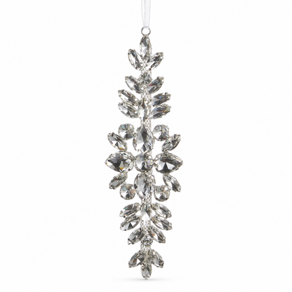 Clear Jewel Drop Ornament, Leaf Spray design