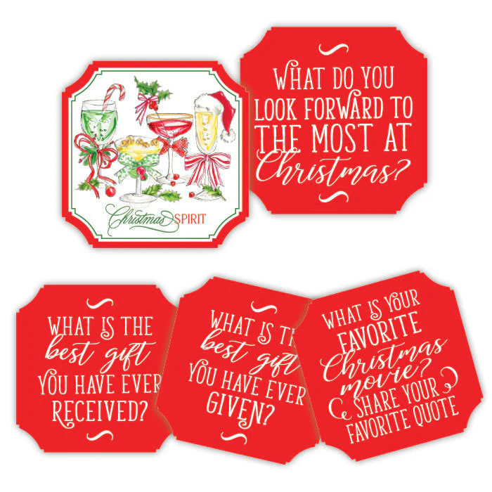 Posavasos de conversación con cócteles de espíritus navideños