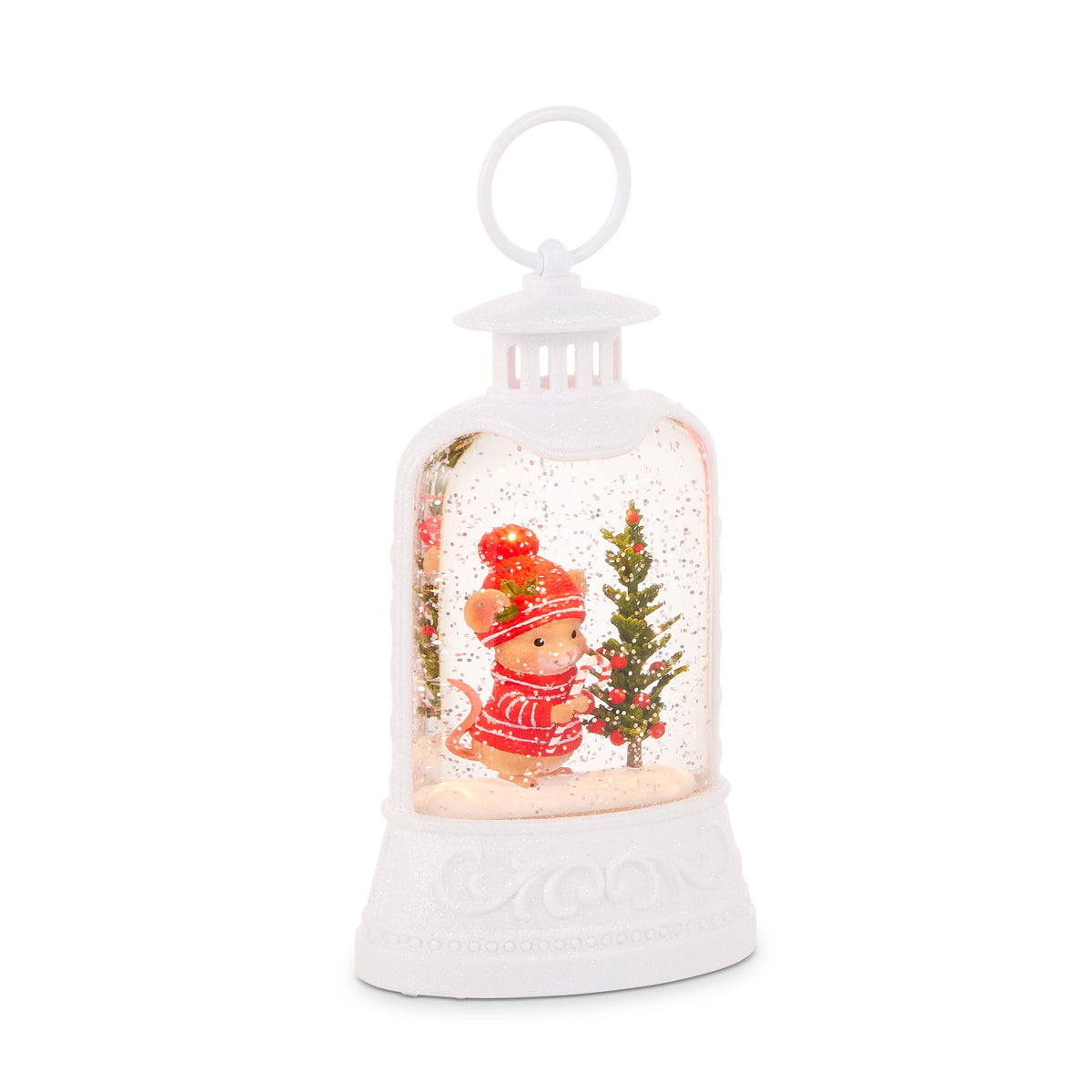 Cozy Critter Christmas Lighted Water Lantern, Mouse design