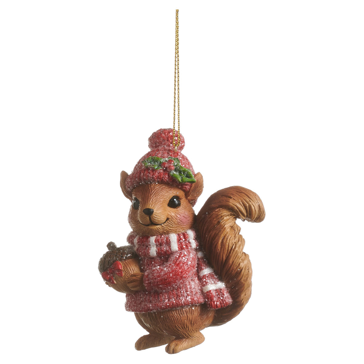 3.5" Cozy Critter Christmas Ornament, Squirrel with Acorn