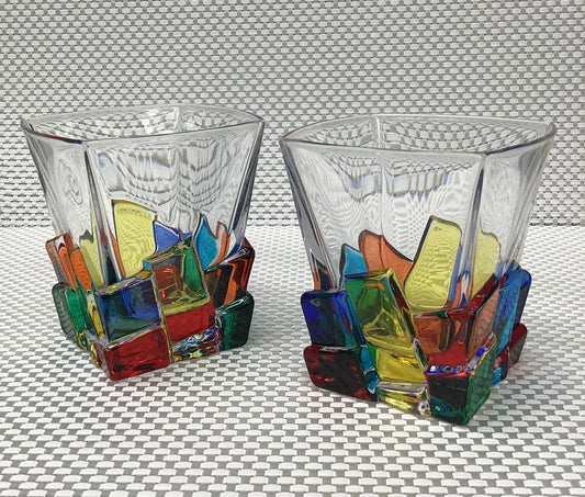 Crack Ice Whisky Glassed - Colored Glass
