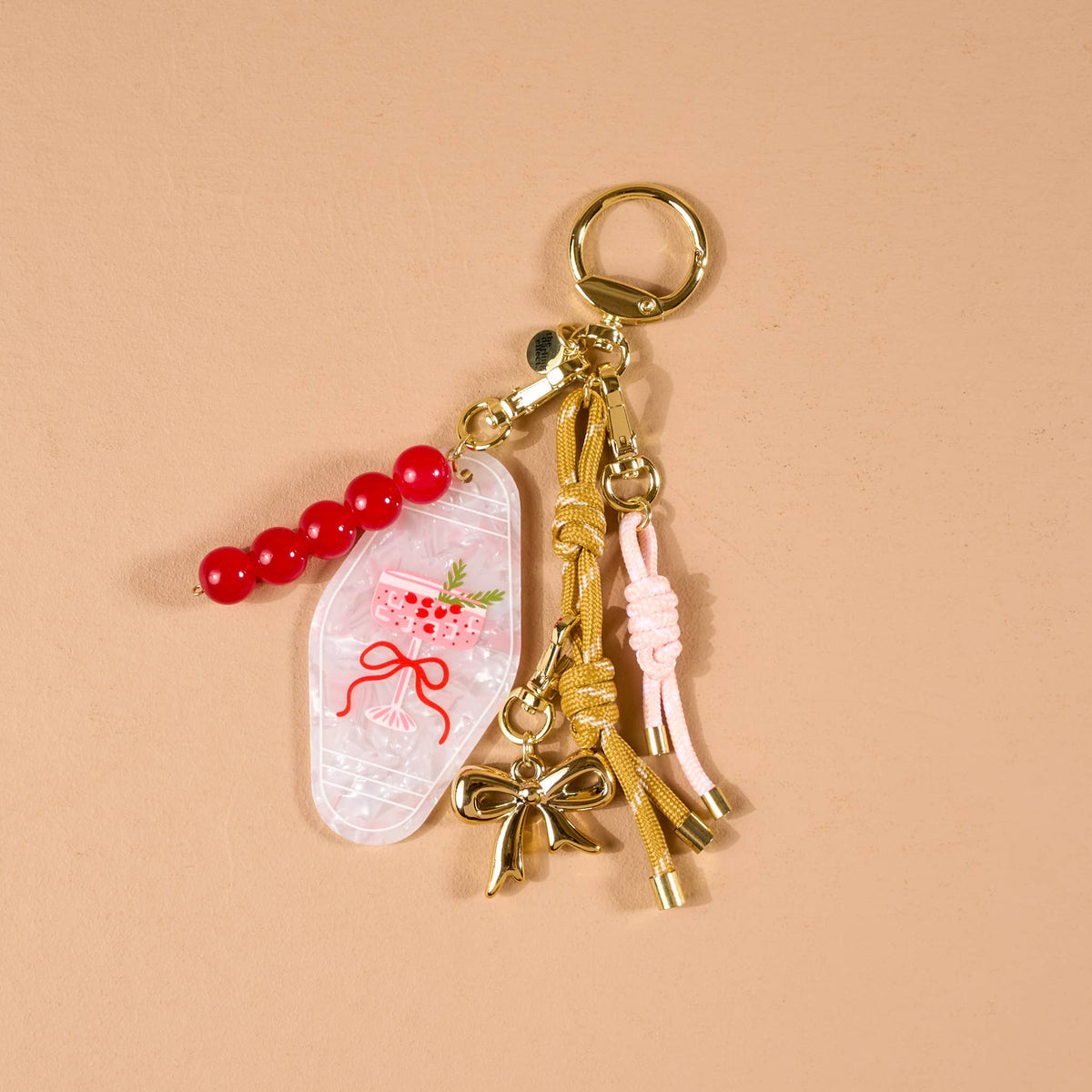 Motel Key Bag Charm-Cranberry Cosmo