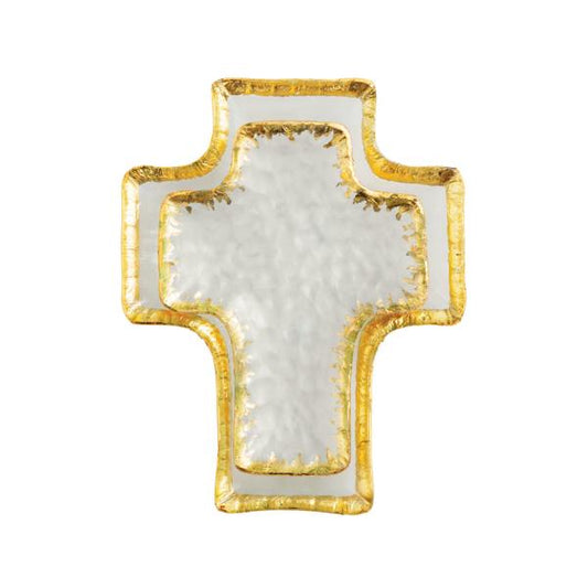 Glass Cross Tidbit Tray-Set of 2