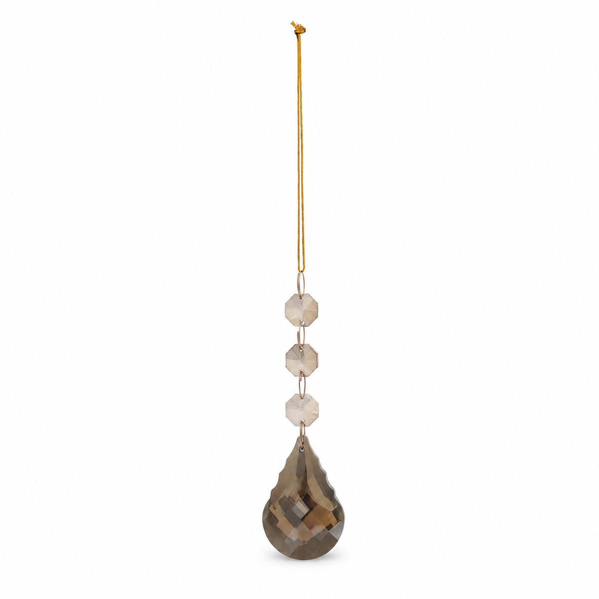 Crystal Hanging Bead Drop Ornament, Smoky design: a warm smoky brown faceted crystal drop