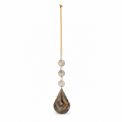 Crystal Hanging Bead Drop Ornament, Smoky design: a warm smoky brown faceted crystal drop