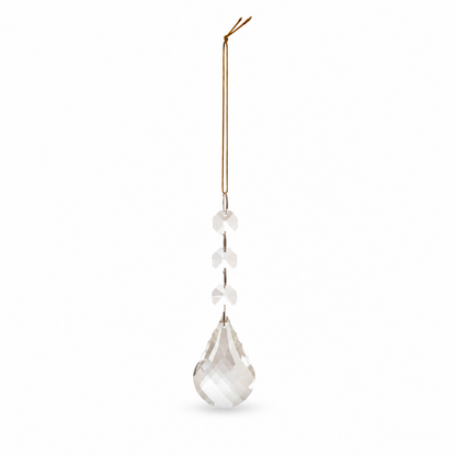 Crystal Hanging Bead Drop Ornament, Clear design: a bright clear faceted crystal drop