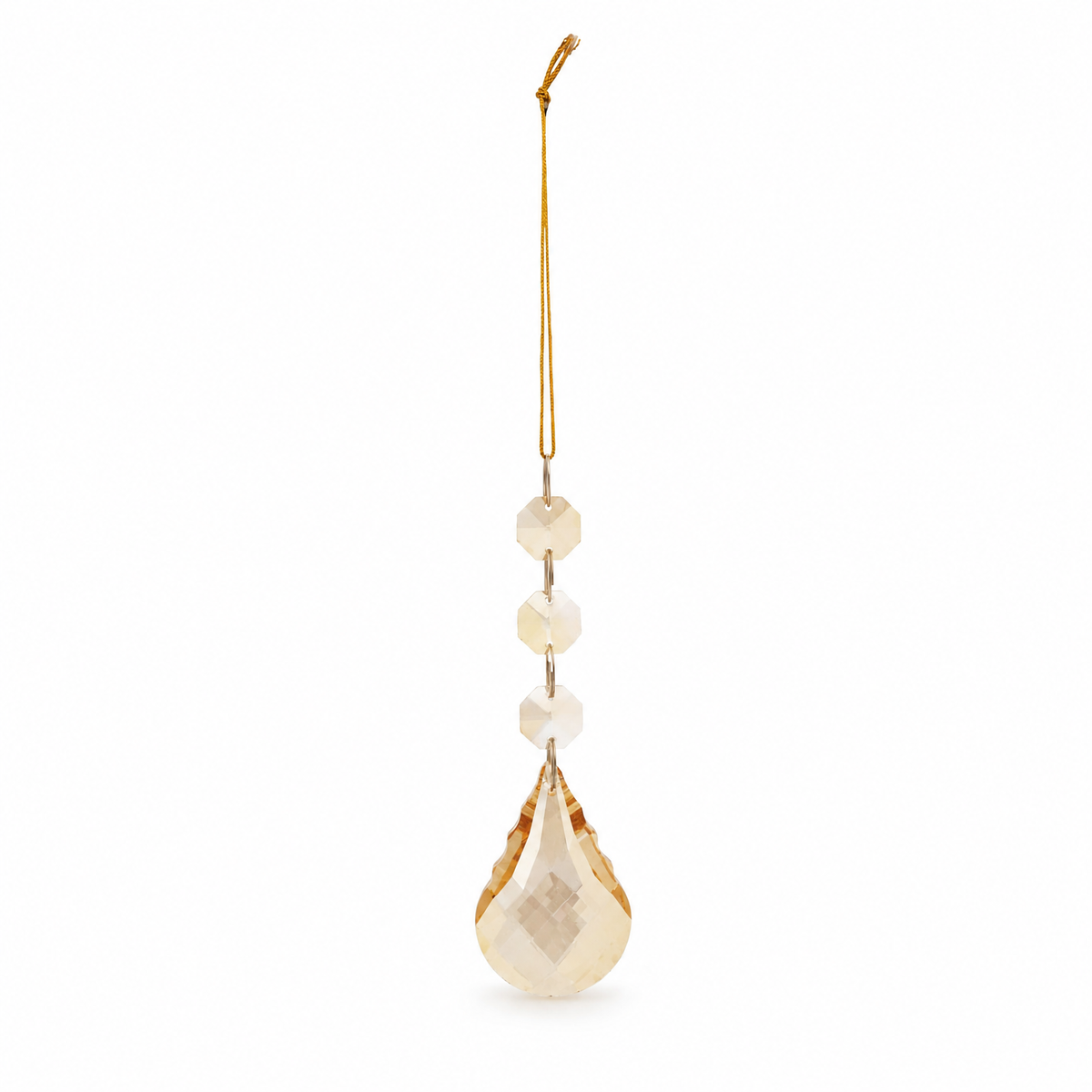 Crystal Hanging Bead Drop Ornament, Champagne design: a soft champagne gold faceted crystal drop