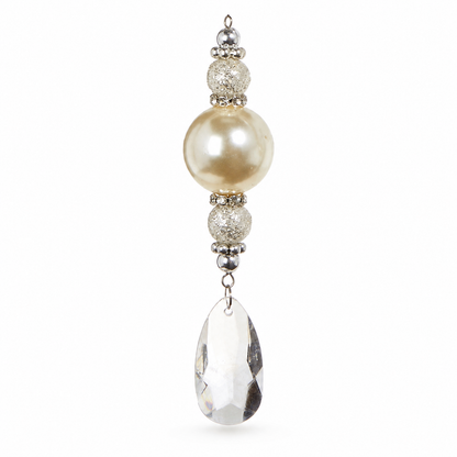 Crystal Pearl Drop Ornament, Oval Crystal design: a flat faceted oval drop with a rounded bottom
