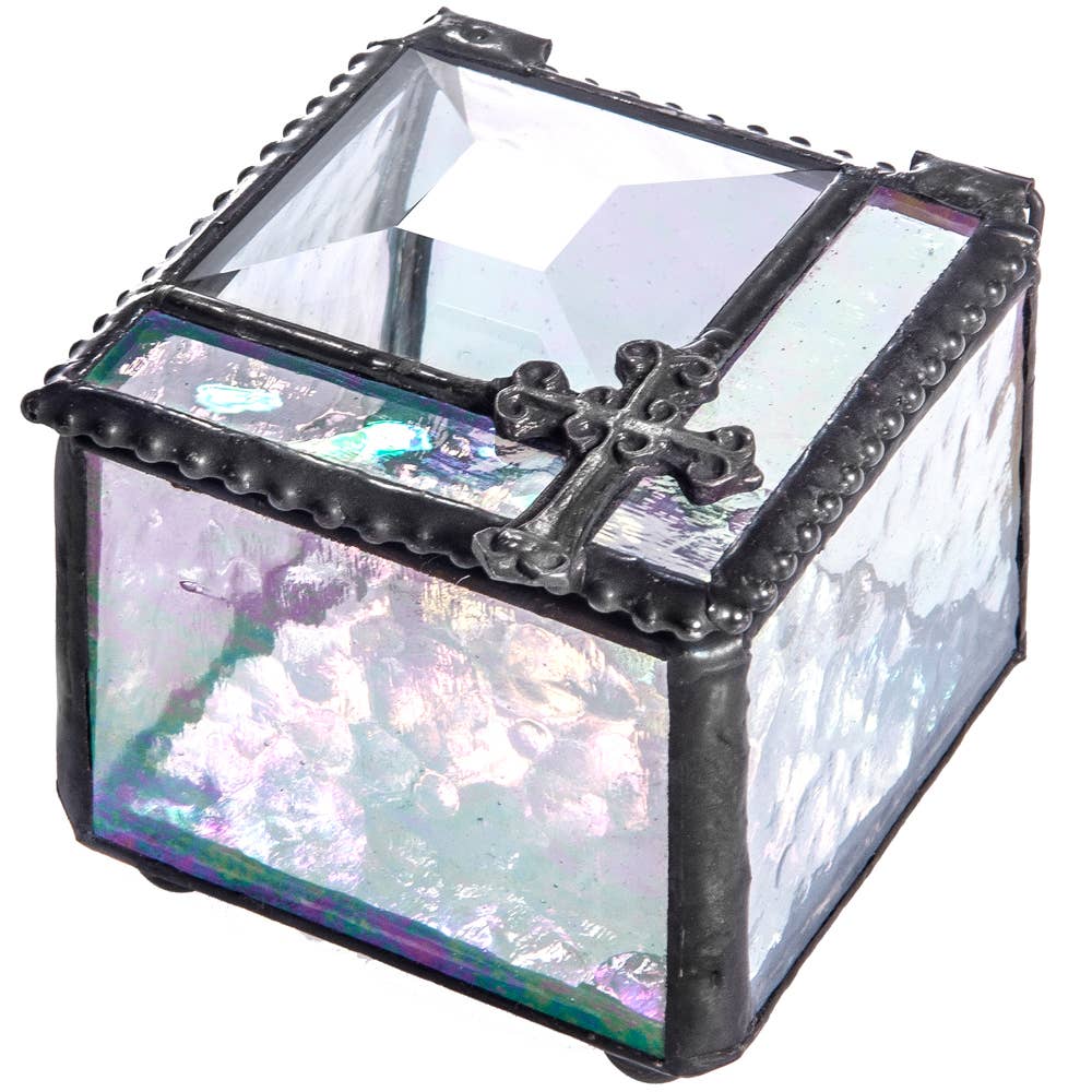 Clear Stained Glass Rosary Box
