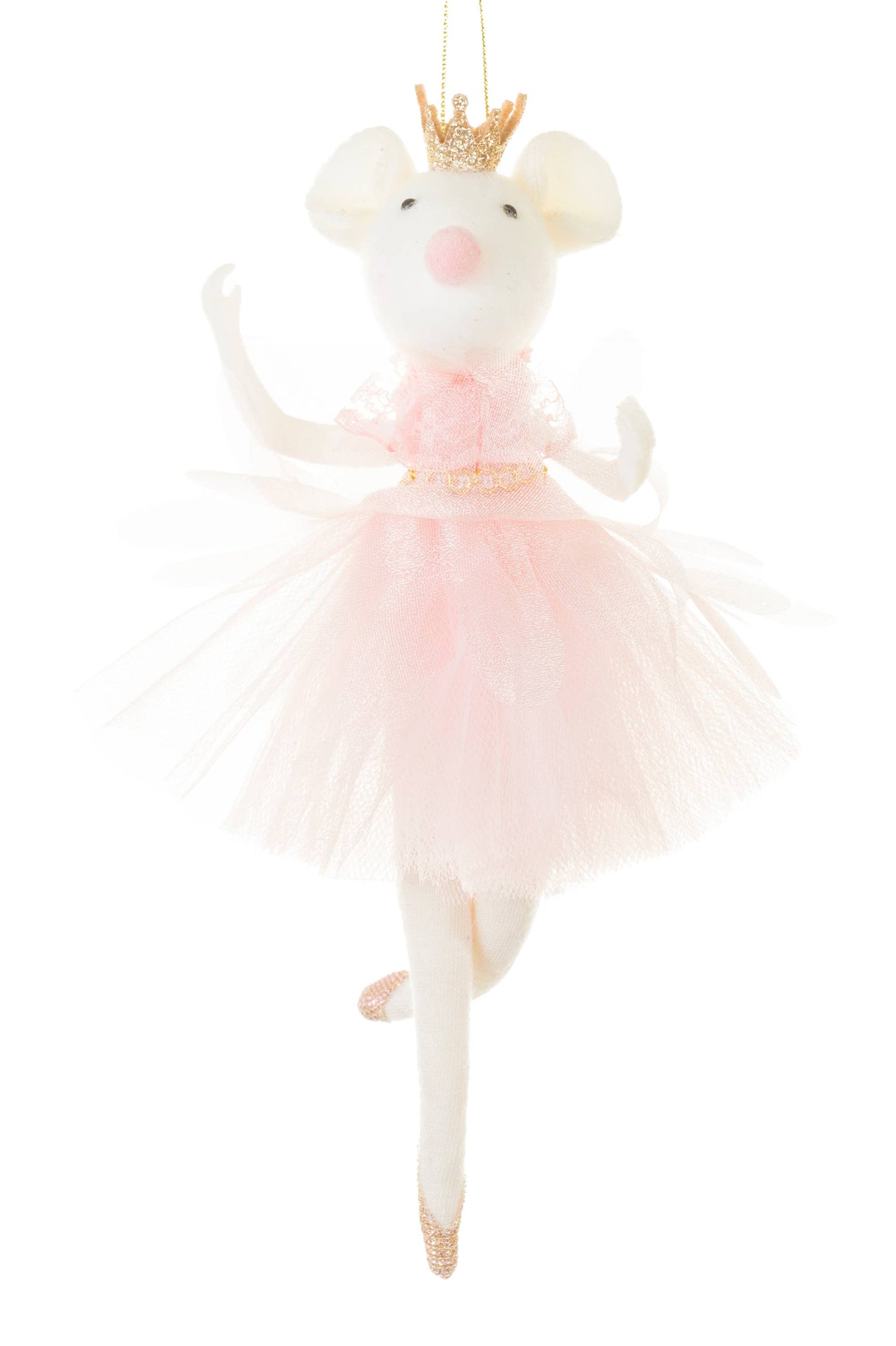 NEW-Pastel Pink Plush Ballerina Princess Mouse Ornament