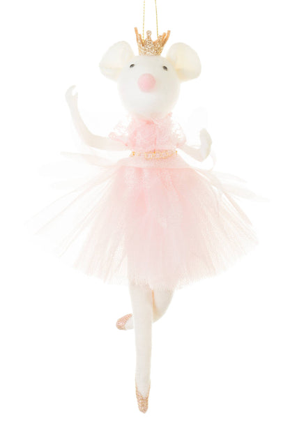 NEW-Pastel Pink Plush Ballerina Princess Mouse Ornament