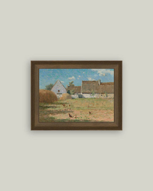 Brittany Farm Framed Antique Art: 7x5
