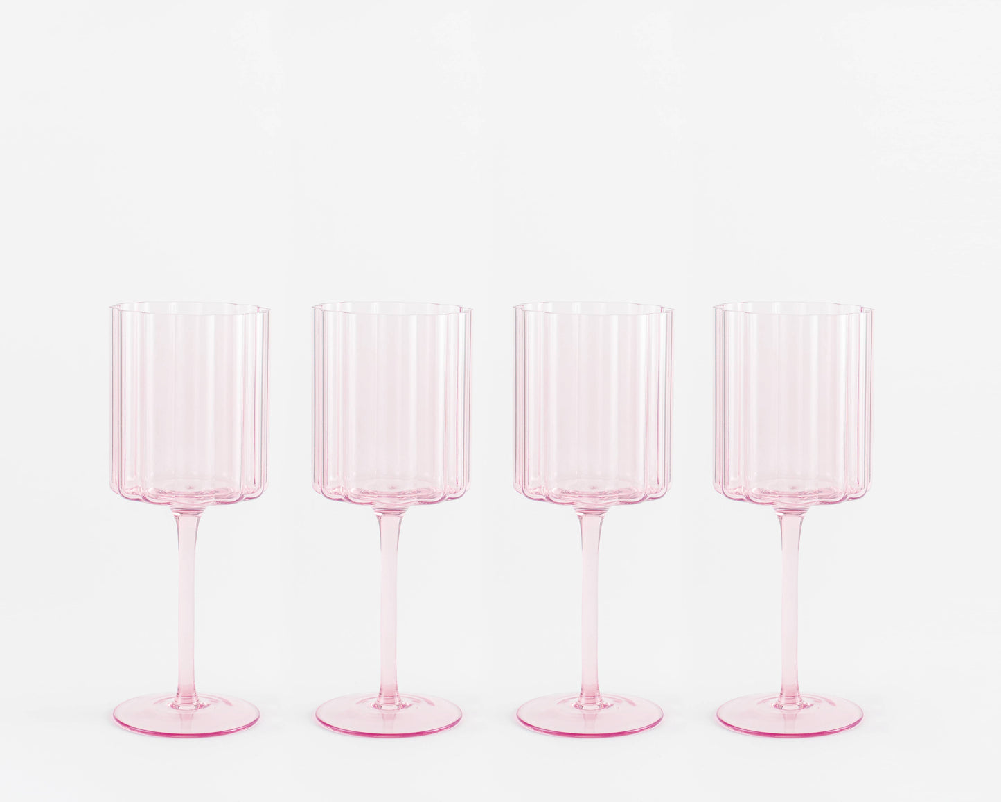 Scalloped Rim Fluted Wine Glass, Set of 4