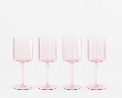 Scalloped Rim Fluted Wine Glass, Set of 4