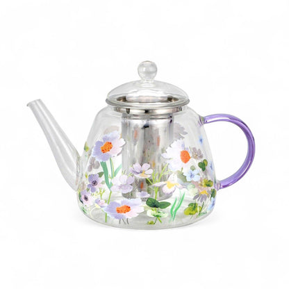 Floral Glass Teapot with Infuser 44 fl oz (1300ml)