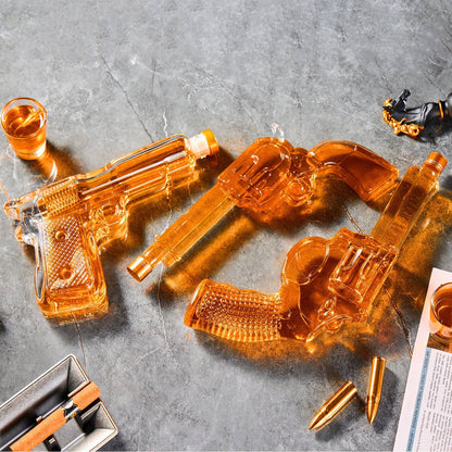 CRAFTGEN - 3 Gun Whiskey Decanter Set - Gift Ideas for Men Husband Dad