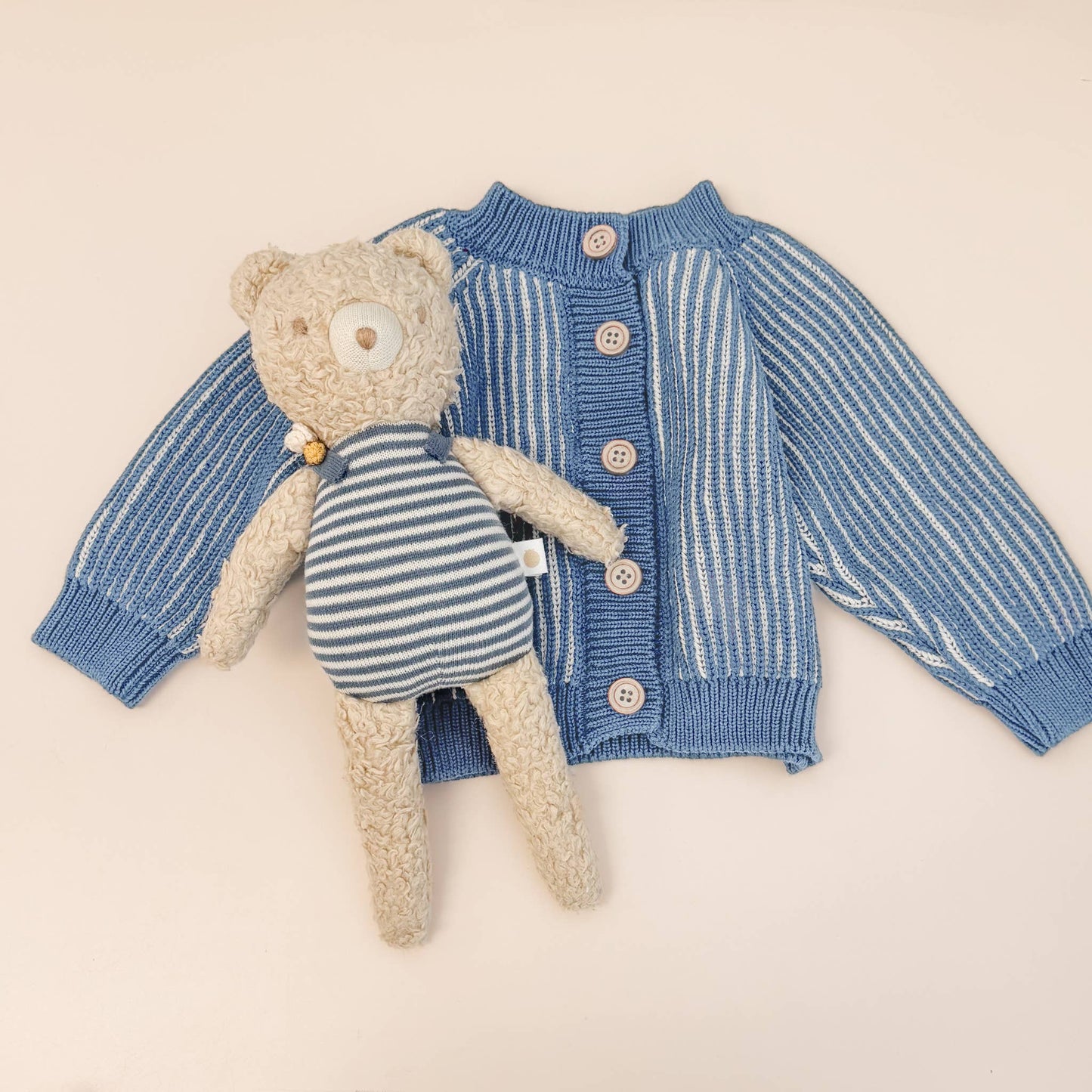 Cotton Brioche Cardigan, Dusty Blue | Baby Kid Stripe Spring