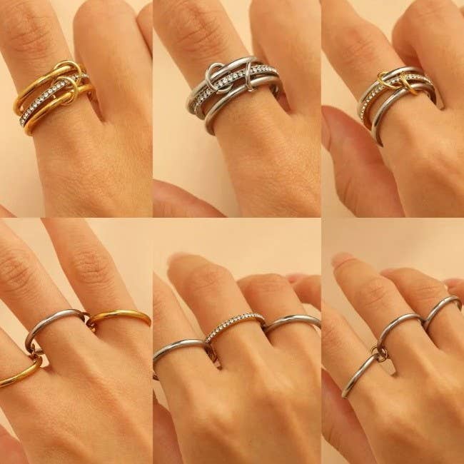 JOSSLYN de pared a pared - Anillos apilables de acero inoxidable con banda lisa y unidos | 40R134