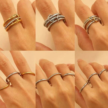 JOSSLYN de pared a pared - Anillos apilables de acero inoxidable con banda lisa y unidos | 40R134