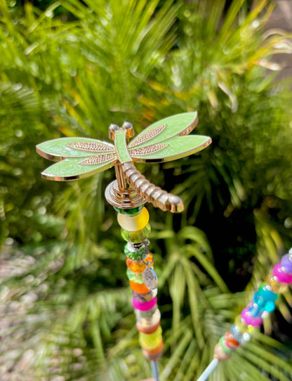 Dragonfly Garden Plant Stakes Beaded: Purple / 8 inch