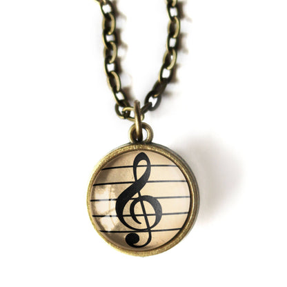Treble Clef Simple Reversible Musician's Pendant Necklace