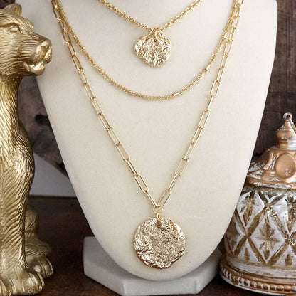 PennyLine inc - Treasure Trio – 3-in-1 Layered Hammered Coins Necklace