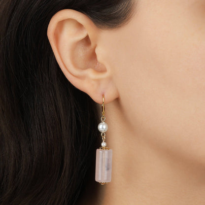 1928 Jewelry - 1928 Jewelry Faux Pearl Gemstone Dangling Earrings