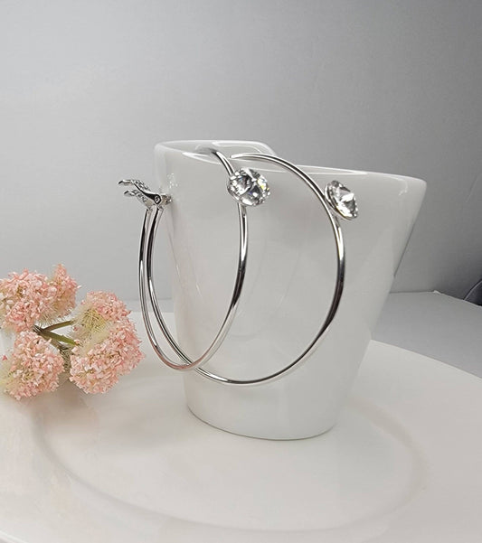 Single Stone Hoop Earring