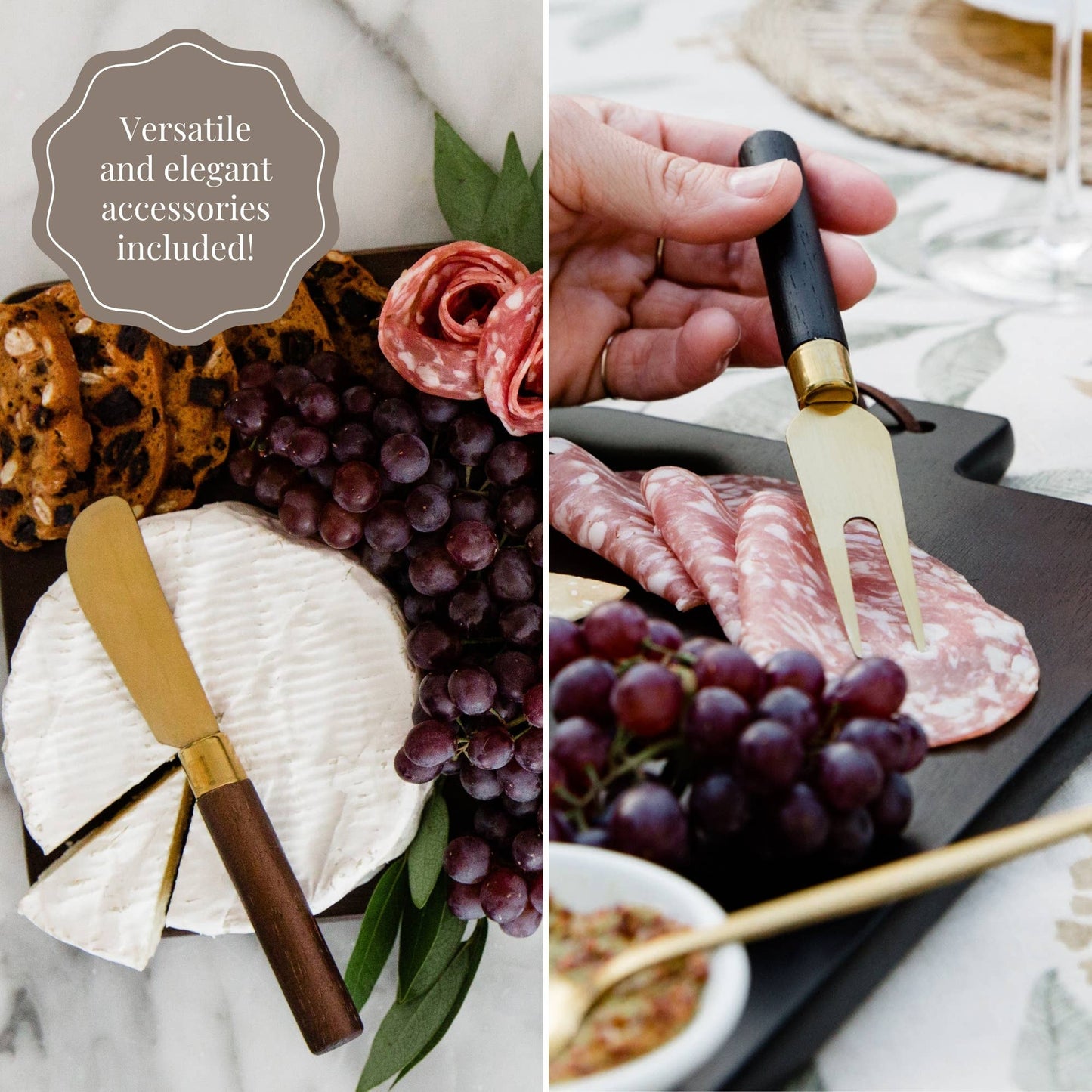 7 Piece Charcuterie Board Gift Set Starter Kit-Black