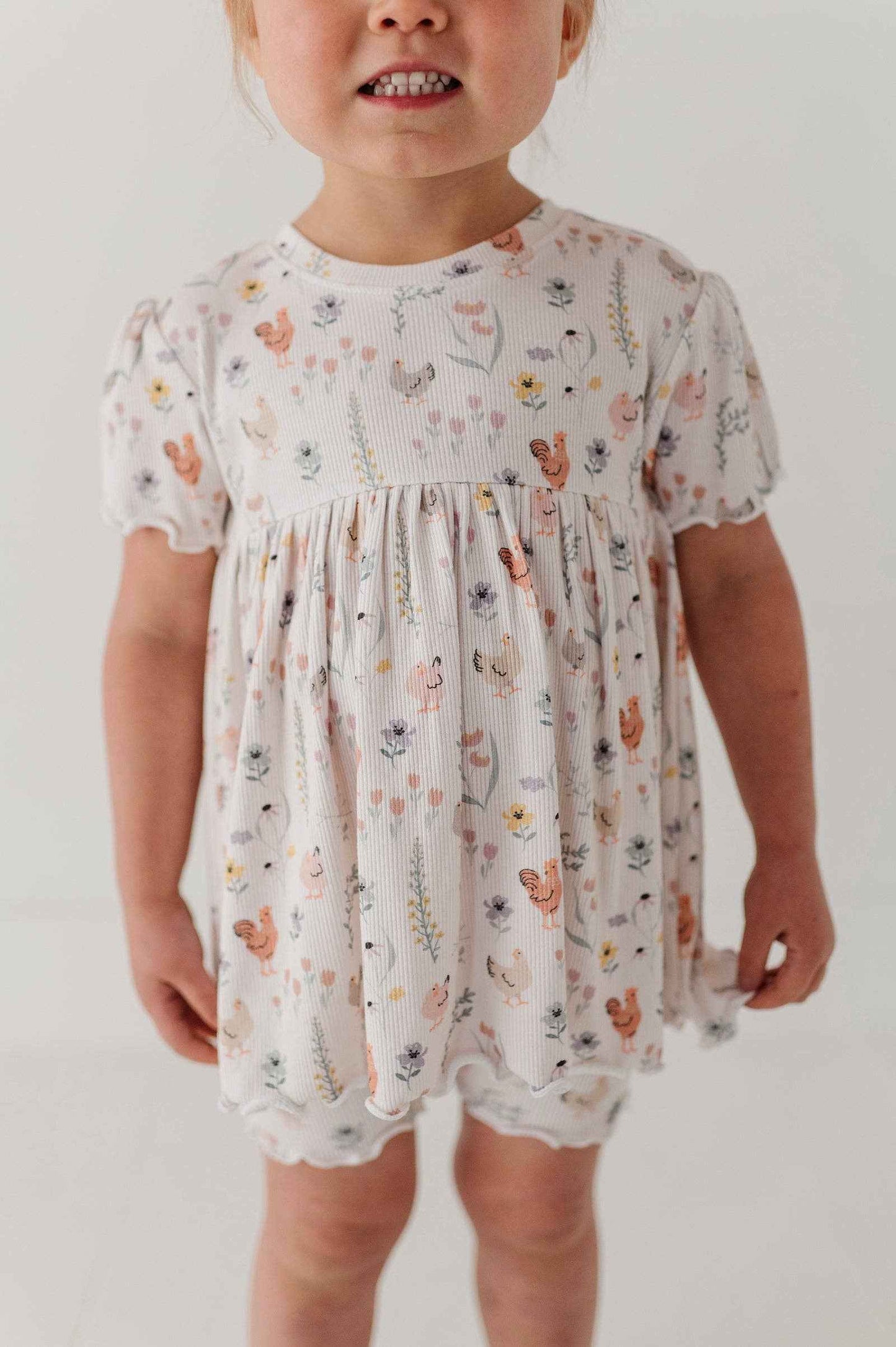Babysprouts Girl's Babydoll Set: Floral Chickens / 0-3M