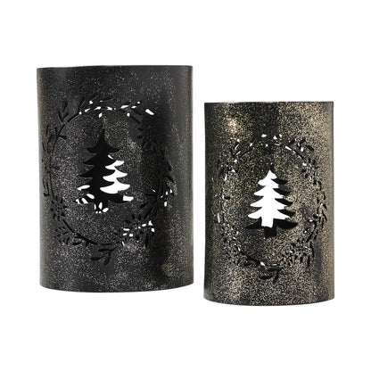 Votive Candle Holder Christmas Tree Wreath Set of 2