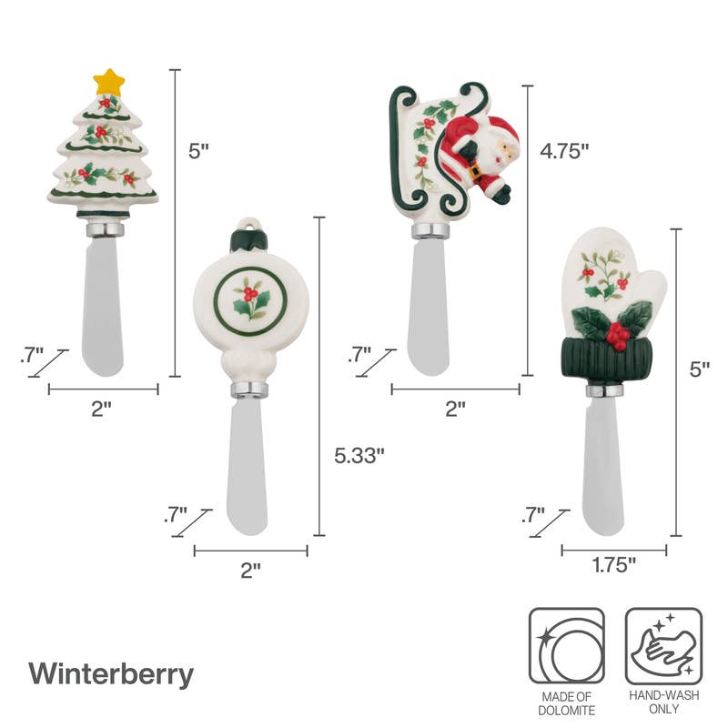 Winterberry Figural Spreaders S4 Assorted Giftbox